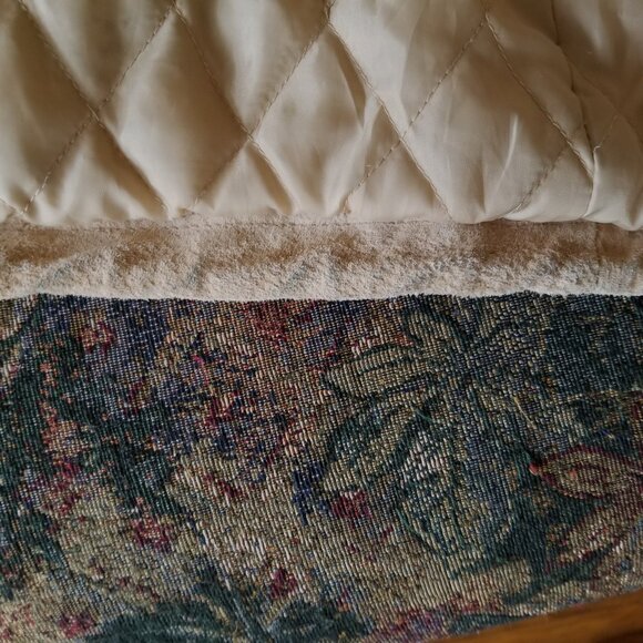 Vintage 80s, suede leather coat, fur fabric lined hood, XL by Weather Spirits - Picture 9 of 15